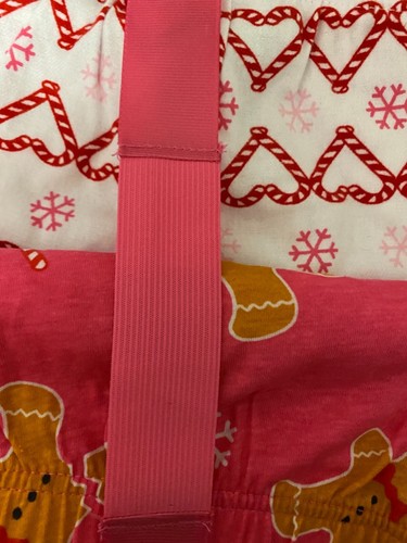 Joe Boxer Women's Gingerbread Man w/ Santa Hat Candy Cane Pink 3-Pc Pajama Set - Picture 4 of 4