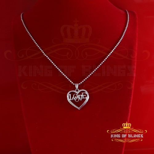 Real 0.15ct Diamond Sterling Silver LOVE HEART White Charm Necklace Pendant - Picture 2 of 12
