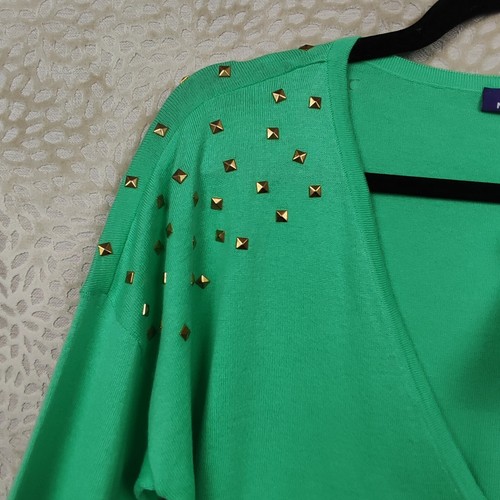 Mexx Green Stud Detail Button Down Cardigan Size Large Cotton NWTS Brat Girl - Picture 19 of 20