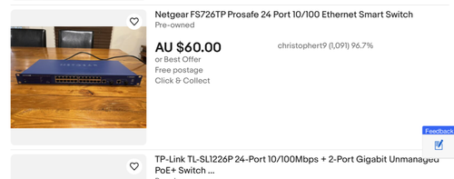 FS726T Netgear Switch Prosafe 24 Port 10 To 100 Mbps Smart Switch with 2 Gigabit - Picture 4 of 12