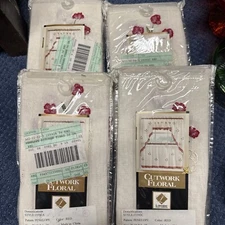 Lorraine Home Fashions “Penelope” 2 Swags & 2 Tiers Matching Sets New