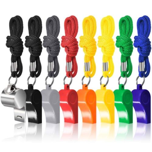 10 Packs Coaches Referee Whistles with  9 Colorful Plastic and 1 Stainless Steel - Picture 1 of 3