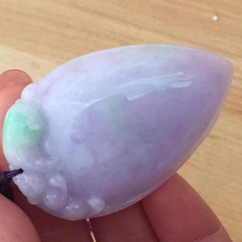 Zertifizierter 100 % natürlicher eisiger Jade Jadeit Lavendel Herz/Pfirsich Anhänger Klasse A 352 - Bild 12 von 12