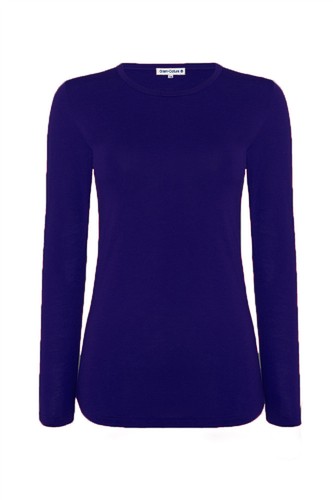 Women Long Sleeve Tshirt Top Ladies Round Neck Plain Tshirt Top All Sizes 8-26 - Picture 13 of 28