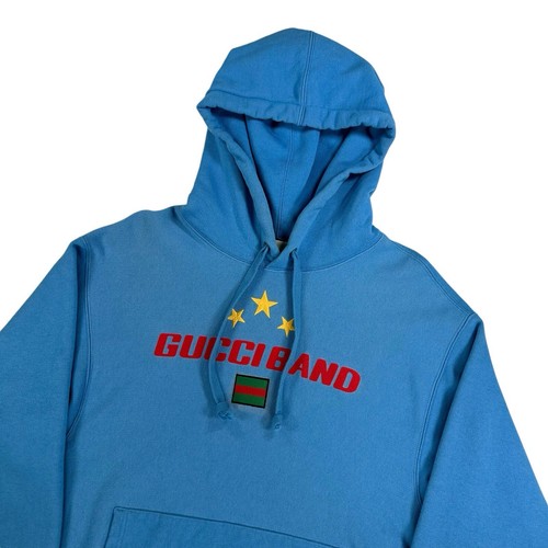 Gucci Size M Sweatshirt Baby Blue Gucci Band Embroidered Stars Logo Pullover - Picture 5 of 10