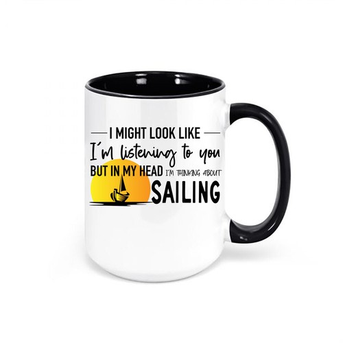 SAILING COFFEE MUG, Thinking About Sailing, BOATING CUP, Mug For SHIP CAPTAIN - Picture 2 of 12