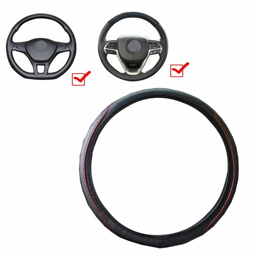 Car Steering Wheel Cover PU Leather Good Grip For 15" 38CM Accessories Black+Red - Picture 4 of 12