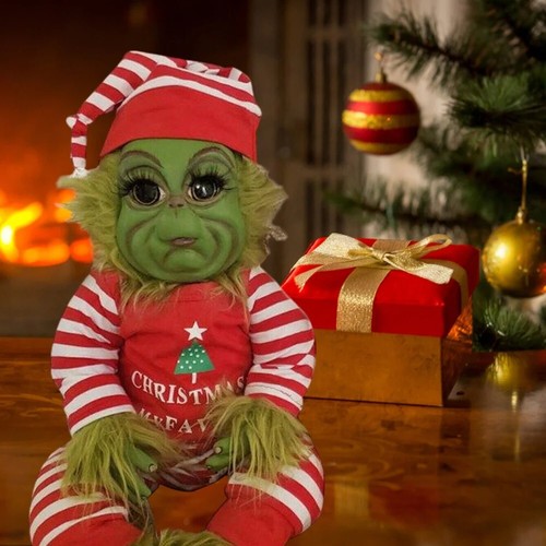Christmas Grinch Baby Toys Silicone Stuffed Plush Toys Soft Green Monster Doll. - Picture 4 of 5