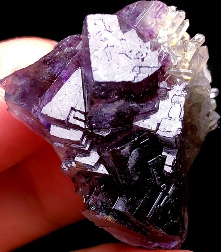 19g NATÜRLICHER fantastischer kubischer lila FLUORIT QUARZ Kristall innere Mongolei s541