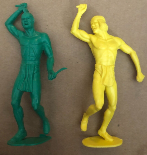 Lot of 2 Vintage Indian Toys 5.25 Inch Sturdy Plastic Soldiers