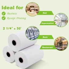 【Bulk 50 Rolls】2 1/4" x 50ft BPA-Free Receipt Paper - Fast Printing Thermal Roll