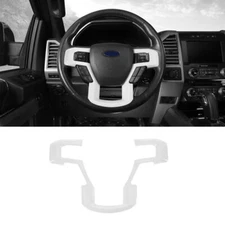 White Steering Wheel Molded Trim Cover Overlays For Ford F150 2015-2020 Interior