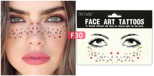 Women Tintark™ girl Face Mini Flower Body Temporary Tattoo Freckle art Sticker - Picture 2 of 18