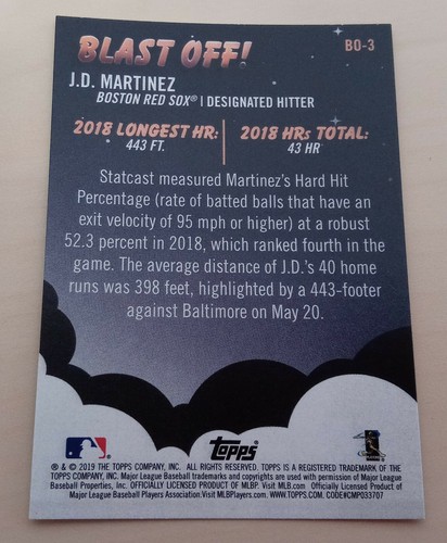 2019 Topps BIG LEAGUE - BLAST OFF Inserts (Mike Trout, Aaron Judge, JD Martinez) - Picture 7 of 25