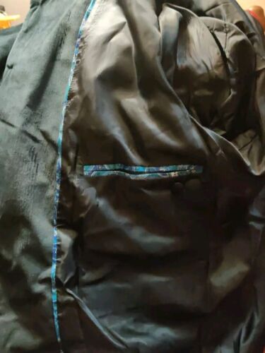 Vintage Herren Samt Grandad Nehru Blazer Mantel Jacke Schwarz S33 - Bild 6 von 10