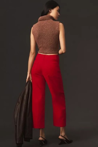 Anthropologie 25P The Colette Cropped Wide-Leg Pants 25 Petite Red Maeve NWT - Picture 3 of 6