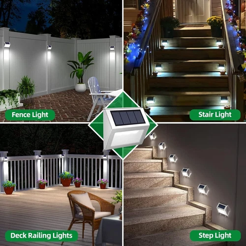 4 PACK Solar Stairs Lights Outdoor Garden Pathway Wall Fence Deck Step Lamp - Picture 9 of 15