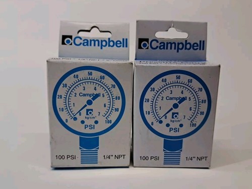 2 Wassermanometer 0 - 100 PSI 2" Durchmesser PG1T-NL 1/4 Npt ~ Neu - Bild 2 von 7