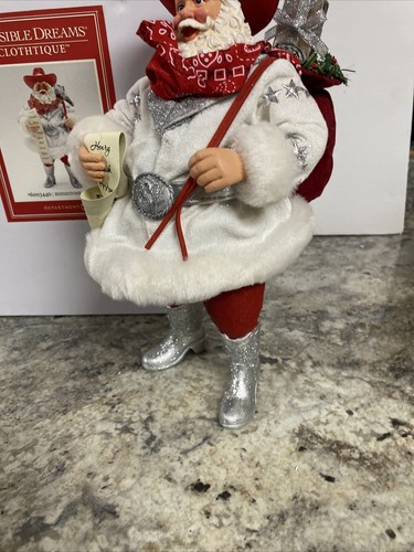 Dept 57 CLOTHTIQUE Possible Dreams Rhinestone Cowboy Western Santa Country 11” - Picture 5 of 12