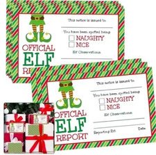 NOVELTY OFFICIAL ELF REPORT HARD CARD CHRISTMAS GIFT STOCKING PRANK GAG FUN x1