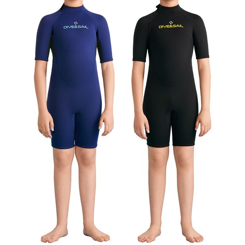 Boys 2.5mm Neoprene Wetsuit Thermal Short Sleeve Jumpsuit Swimsuit Bathing Suit - Picture 2 of 23