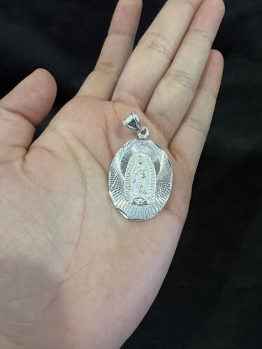925 Sterling Silver Womens Mens Virgin Maria Mary Guadalupe Medal Pendant