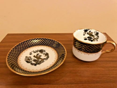 ALLERTON OLD ENGLISH BONE CHINA (4 TAZZE E SEI PIATTINI) - RARO 1831 NERO E ORO - Foto 2 di 7