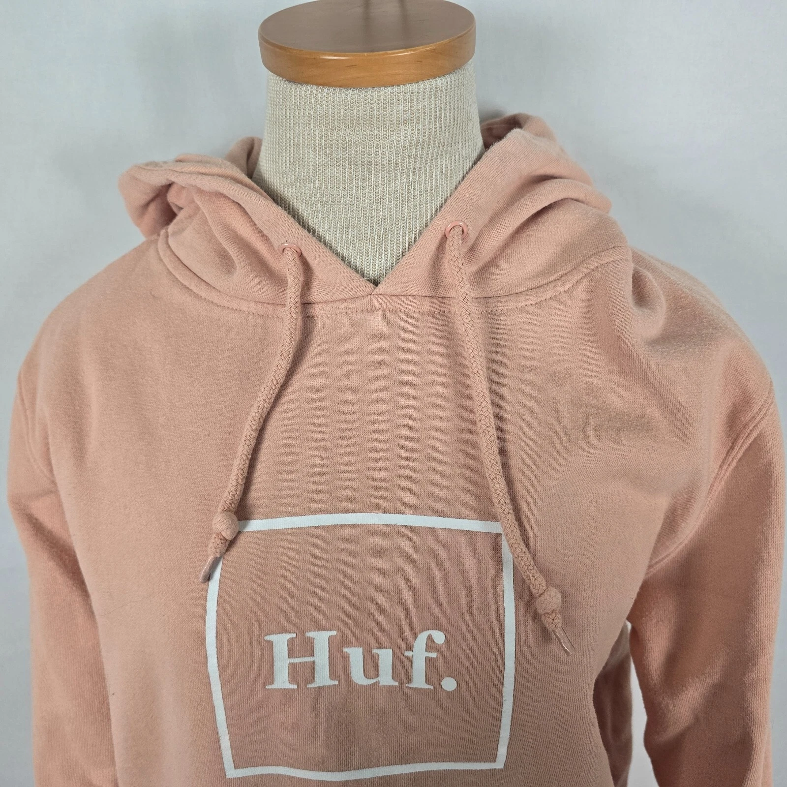 VETEMENTS Huf Felpa con Cappuccio Donna XS Rosa Pesca Manica Lunga Coulisse Tasche Pullover