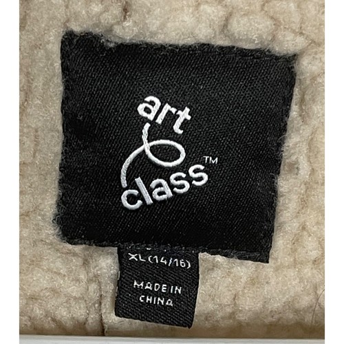 Faux Fur Suede Jacket With Sherpa Lining & Lapel Collar Art Class Girls XL 14/16 - Picture 4 of 10