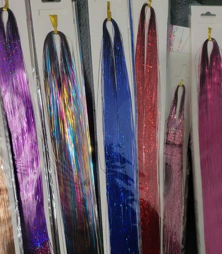 Long Fairy Hair Tinsel Sparkling Shiny Hair Extensions Strands 13 Colors- NIP - Picture 4 of 4