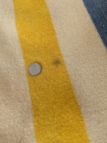Coperta vintage Orrlaskan 100% lana rosso blu giallo a righe circa 52 x 70 - Foto 10 di 13