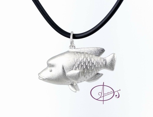 Sterling Silver 3D Humphead Wrasse Napoleon Fish Pendant Necklace Scuba dive AU - Picture 7 of 9