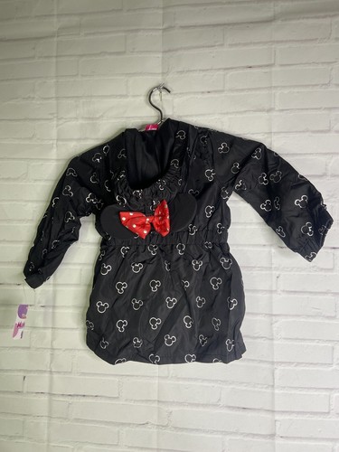 Disney Minnie Mouse Hoodie Ears Lightweight Black Jacket Coat Toddler Girls 3T - Picture 3 of 12