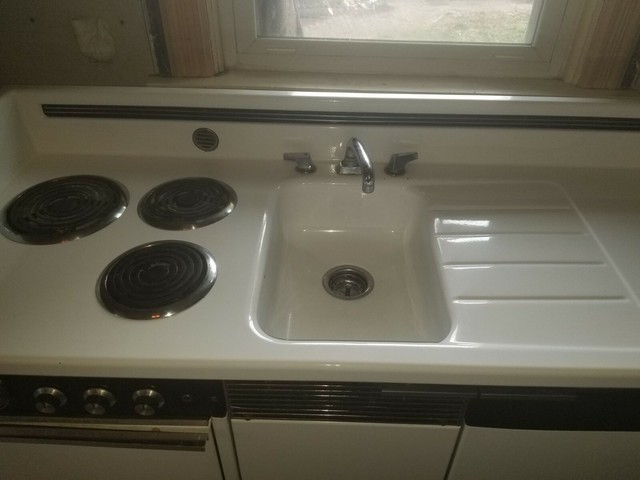 Vintage Dwyer White Porcelain Enamel Kitchenette Set, Mid Century