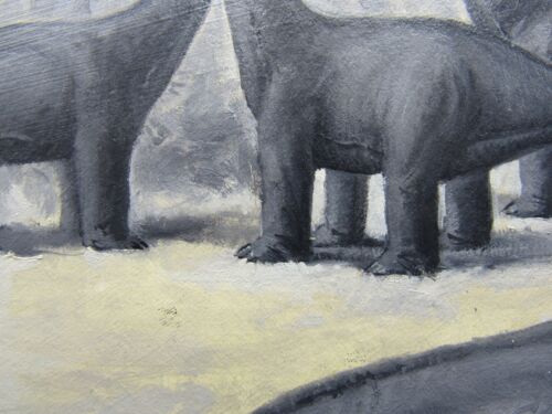 Vintage original illustration art painting dinosaurs/trees 1985 17.5x18" - Picture 13 of 14