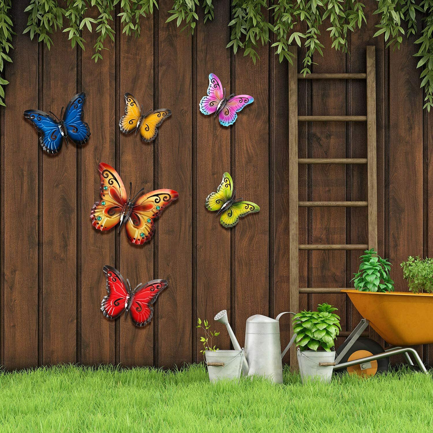 Metal Butterfly Wall Decor Garden Hanging Deck Office Yard