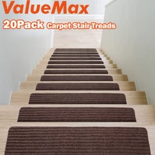 ValueMax Non-Slip Stair Treads Steps 20PC 8"x30" Carpet Stair Safety Indoor Rugs