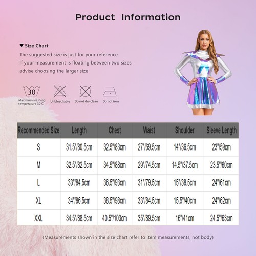 Womens Alien Robot Halloween Costume Long Sleeve Dress Metallic Shiny Party - Bild 38 von 42
