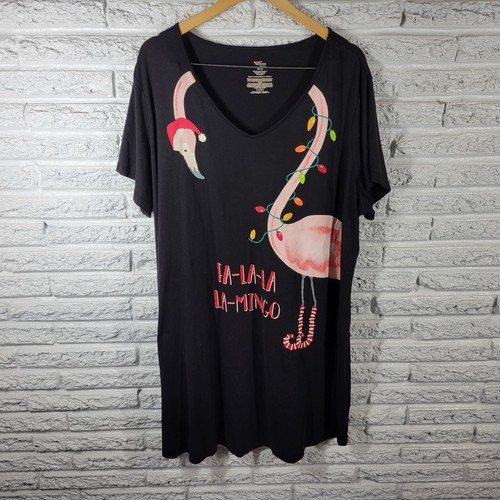 Weihnachten Secret Treasures Damen Pyjama 2X 3X Plus Fa La Flamingo Schwarz Bequem
