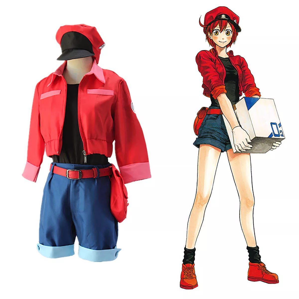 Anime Cells at Work! Erythrocite Red Blood Cell Cosplay Costume Outfit  Uniform