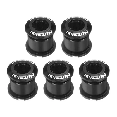 5pcs Doubles Chaînes Bagues Boulons M8 Alliage Alu pour Vélo Vis, Noir - Photo 1/4