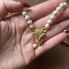 Napier Vintage Gold-Tone Pendant Necklace with Faux Pearl Beaded Choker