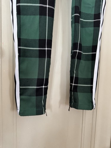 Men’s KDNK Jogger Pants Size: Small Green Plaid w/ Side Stripe / Zip Ankle - Bild 3 von 10