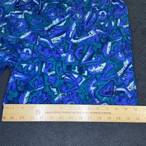VTG Speedo Board Shorts Swim Short Trunks Men Large Mesh Lined Blue Art Abstract - Picture 14 of 15