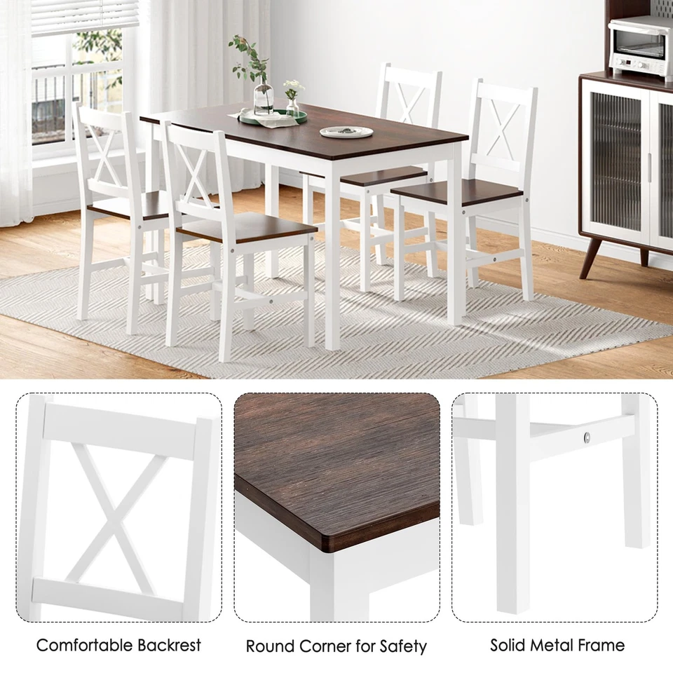 Juego de Mesa de Comedor para 4, 5 Piezas Madera Rectangular Cocina Comedor Juego con... Foto 4 de 4