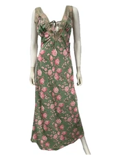 One Heart Clothing Satin Lace Slip Grunge Coquette Goth Indie Long Dress M NWT