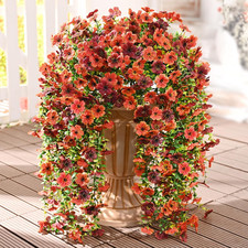 2 Pcs Artificial Mums for Outdoors, UV Resistant Faux Fall Flowers for Planters