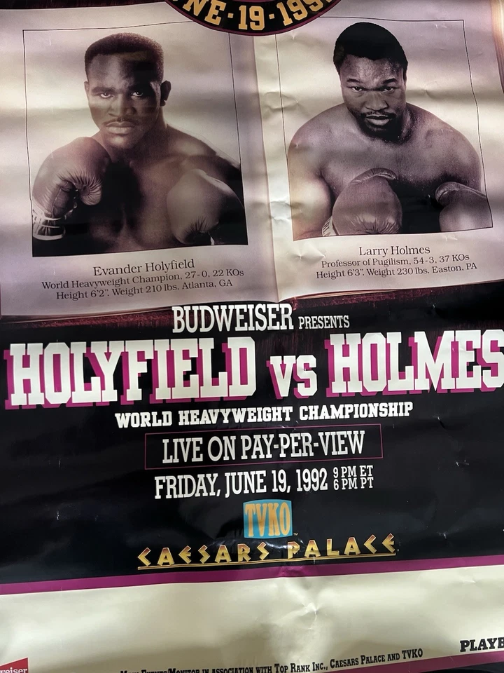 Póster original vintage de Evander Holyfield vs. Larry Holmes Boxing Fight 27x40 Foto 4 de 4