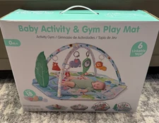 Baby Activity & Gym Play Mat | Infant Newborn Tummy Time Mat w/ 6 Linkable Toys