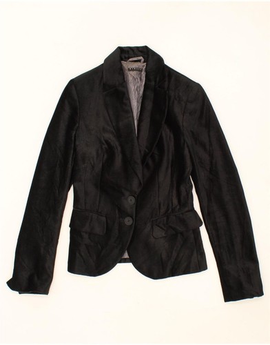 SISLEY Womens 2 Button Blazer Jacket IT 38 XS Black Cotton BT05
